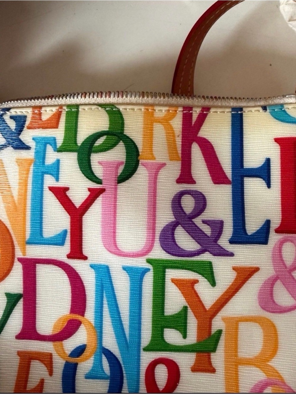 Dooney & Bourke White Rainbow Retro Grafica Letter Carrier Crossbody Bag - Picture 6 of 14